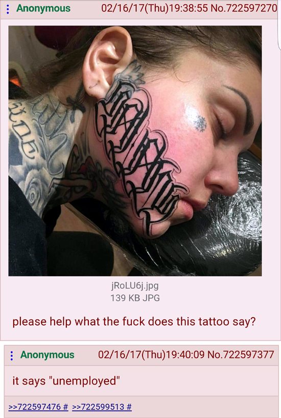 What does her tattoo say? — fail moment