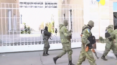 This soldier needs to work on his hops — fail moment