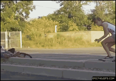 Girl tries skateboard trick, and skateboard trick tries her — fail moment