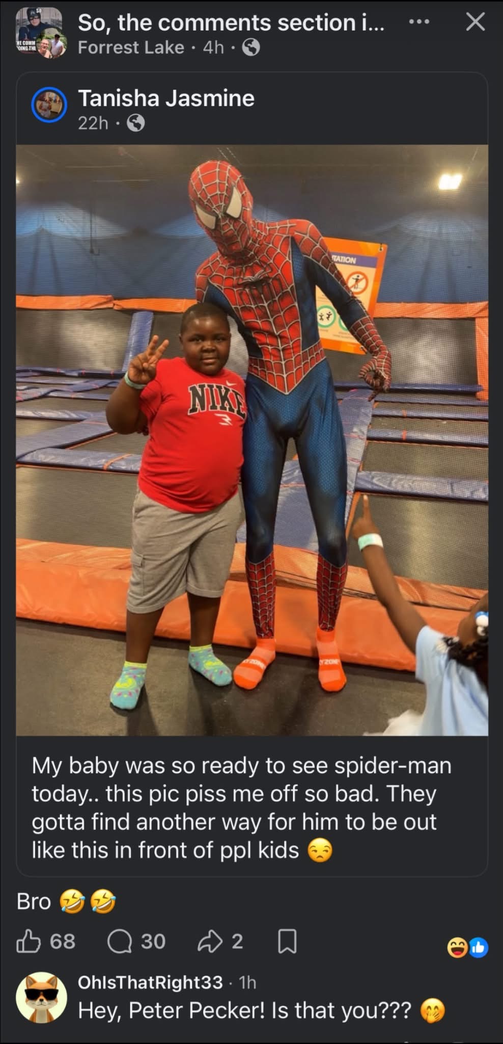 Spider-Man AKA Pecker Parker — fail moment