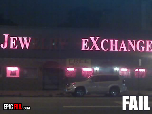 Scene: jewelry Store Sign Fail