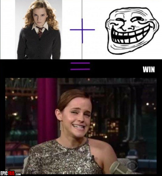 Caught on camera: emma Watson Trollface Win