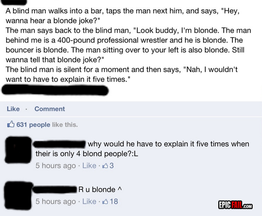 Moment: blonde Fail / Joke Win