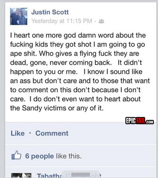 Scene: epic Facebook Fail