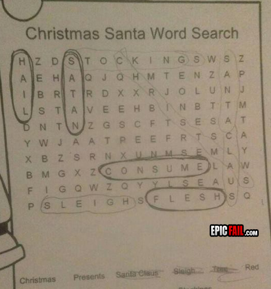 Caught on camera: christmas Word Search FAIL