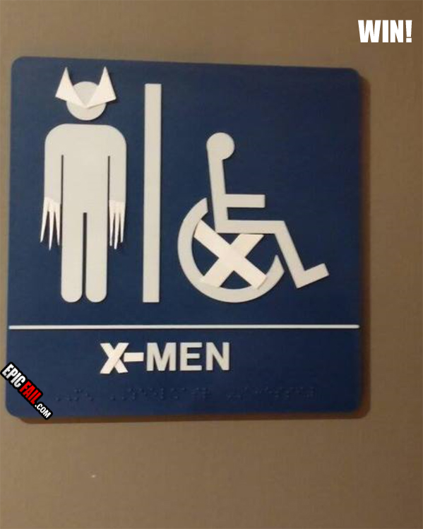 Bathroom Sign Modification WIN — fail moment
